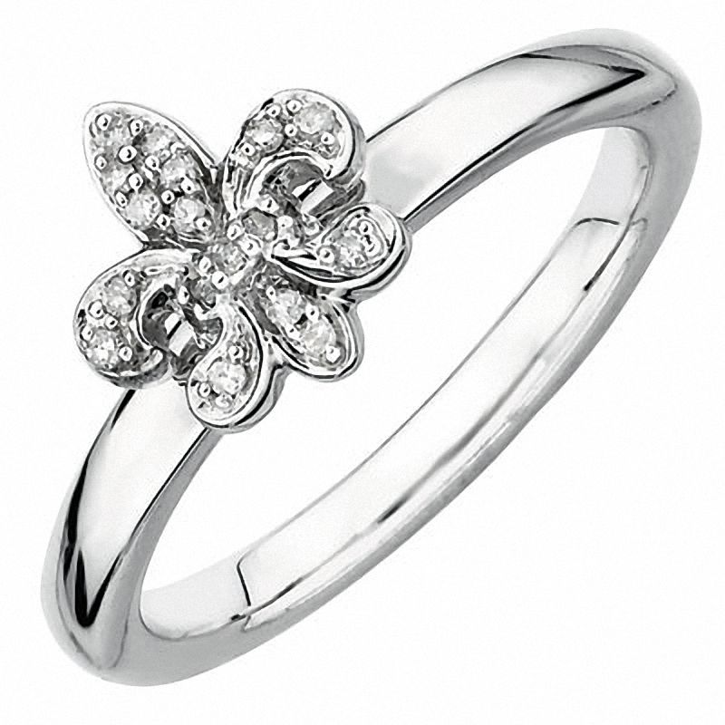 Stackable Expressions™ Diamond Accent Fleur-De-Lis Ring in Sterling Silver|Peoples Jewellers