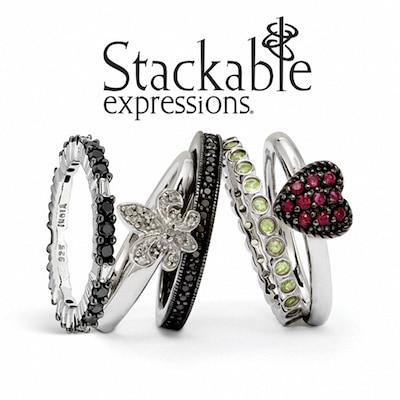 Stackable Expressions™ Diamond Accent Fleur-De-Lis Ring in Sterling Silver