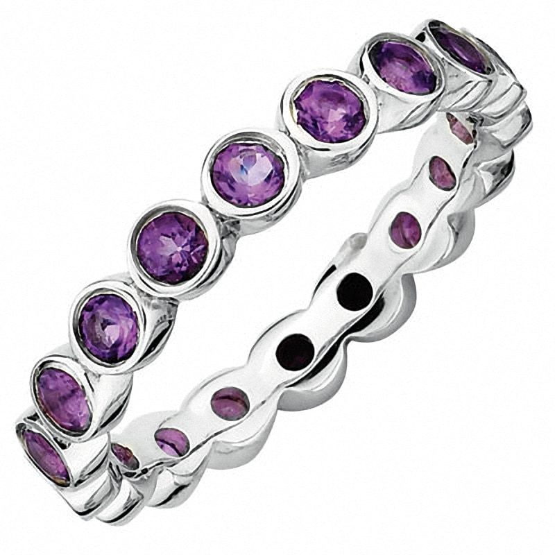 Stackable Expressions™ Amethyst Bezel Eternity Ring in Sterling Silver