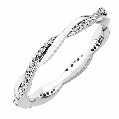 Stackable Expressions™ CT. T.W. Diamond Twisted Ring in Sterling Silver