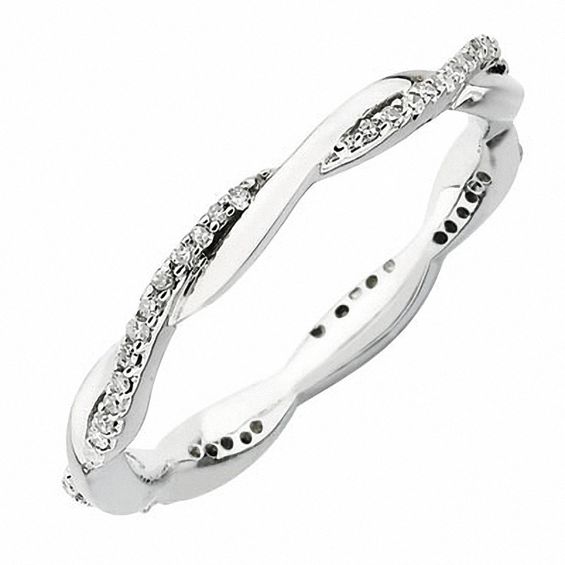 Stackable Expressions™ CT. T.W. Diamond Twisted Ring in Sterling Silver