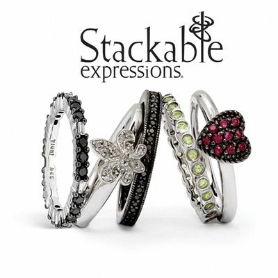 Stackable Expressions™ Lab-Created Ruby Heart Ring in Sterling Silver