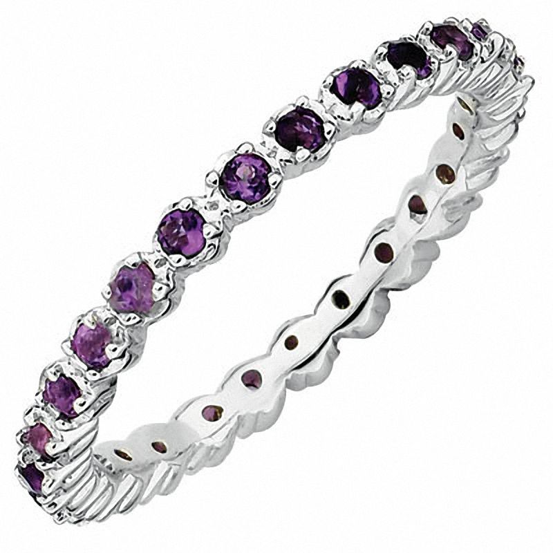 Stackable Expressions™ Amethyst Prong-Set Eternity Ring in Sterling Silver