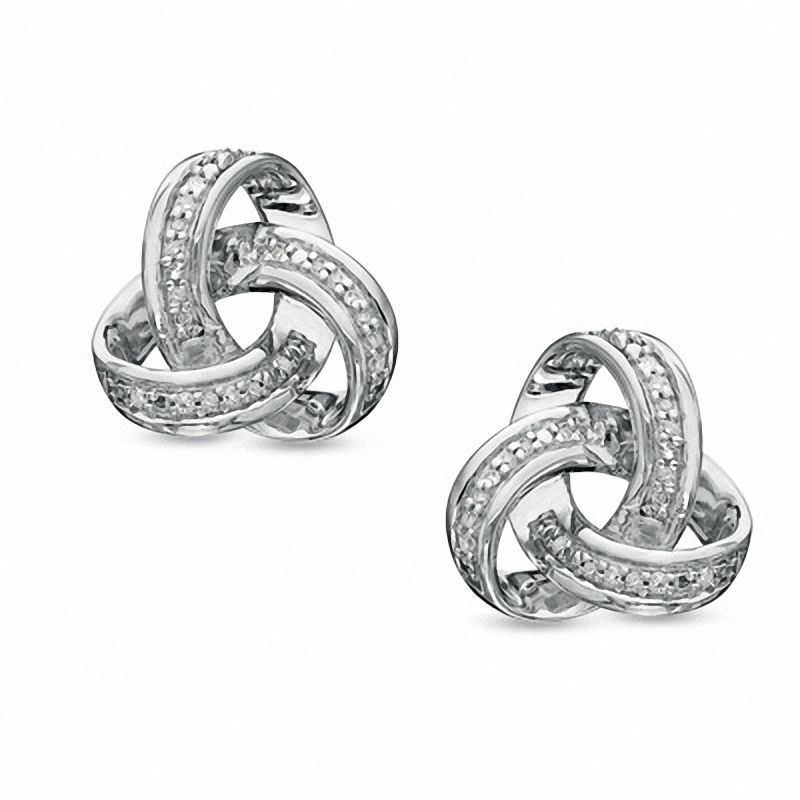 0.09 CT. T.W. Diamond Celtic Knot Stud Earrings in Sterling Silver|Peoples Jewellers