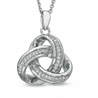 0.09 CT. T.W. Diamond Celtic Knot Pendant in Sterling Silver