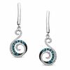 Thumbnail Image 0 of 0.33 CT. T.W. Enhanced Blue and White Diamond Swirl Drop Earrings in Sterling Silver