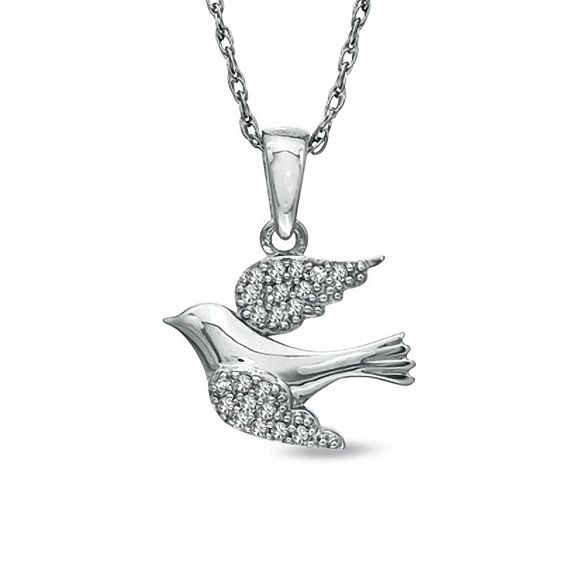 Diamond Accent Dove Pendant in Sterling Silver|Peoples Jewellers