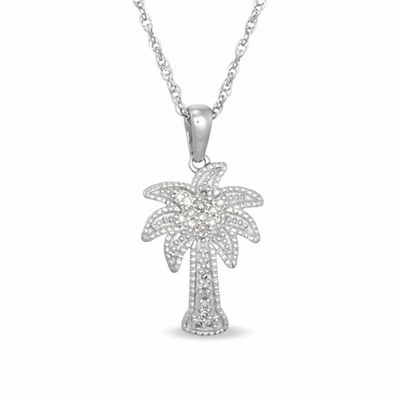 Diamond Accent Palm Tree Pendant in Sterling Silver