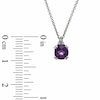 6.0mm Cushion-Cut Amethyst and Diamond Accent Pendant and Ring Set in Sterling Silver - Size 7