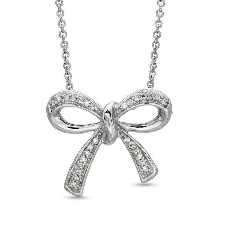 Diamond Accent Bow Pendant in Sterling Silver