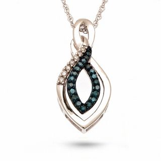 0.18 CT. T.W. Enhanced Blue and White Diamond Double Infinity Loop Pendant in Sterling Silver