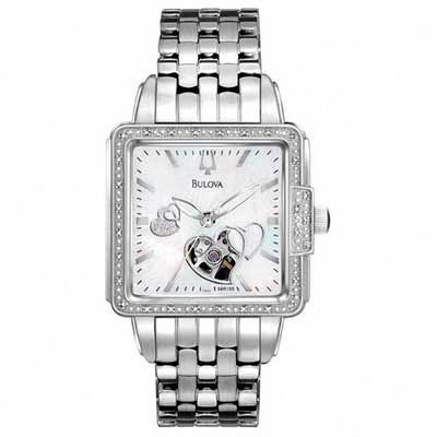 Ladies' Bulova Automatic Watch with Square White Dial (Model: 96R155)