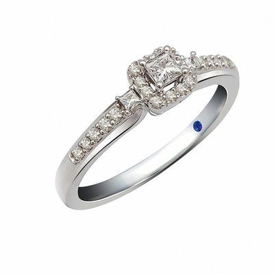 0.12 CT. T.W. Composite Diamond Flower Promise Ring in 10K White Gold