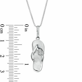 Diamond Accent Flip Flop with Heart Pendant in Sterling Silver