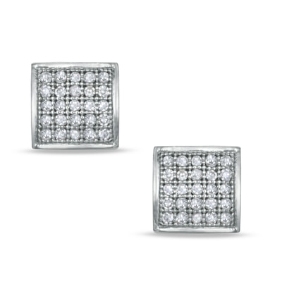 0.14 CT. T.W. Diamond Square Stud Earrings in Sterling Silver