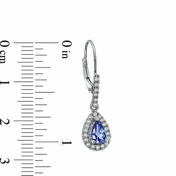 Pear-Shaped Tanzanite and Lab-Created White Sapphire Drop Earrings in Sterling Silver