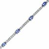 Oval Tanzanite and Lab-Created White Sapphire Bracelet in Sterling Silver - 7.5"