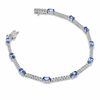 Oval Tanzanite and Lab-Created White Sapphire Bracelet in Sterling Silver - 7.5"