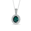 Oval Lab-Created Emerald and Lab-Created White Sapphire Pendant in Sterling Silver