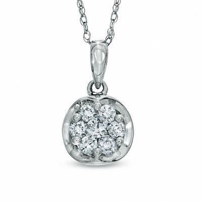 0.33 CT. T.W. Diamond Cluster Pendant in 10K White Gold