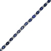 Thumbnail Image 0 of Oval Lab-Created Ceylon Sapphire and Diamond Accent Tennis Bracelet in Sterling Silver - 7.25"