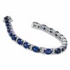 Thumbnail Image 1 of Oval Lab-Created Ceylon Sapphire and Diamond Accent Tennis Bracelet in Sterling Silver - 7.25"