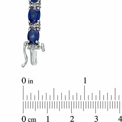 Oval Lab-Created Ceylon Sapphire and Diamond Accent Tennis Bracelet in Sterling Silver - 7.25"