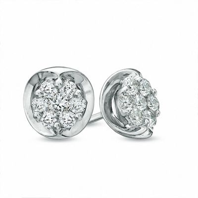 0.33 CT. T.W. Diamond Cluster Stud Earrings in 10K White Gold