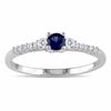 Lab-Created Blue and White Sapphire Promise Ring in Sterling Silver with Diamond Accents