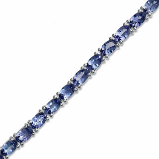 Oval Tanzanite Line Bracelet in Sterling Silver - 7.5"