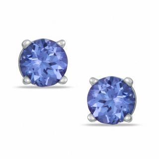 4.5mm Tanzanite Solitaire Stud Earrings in Sterling Silver