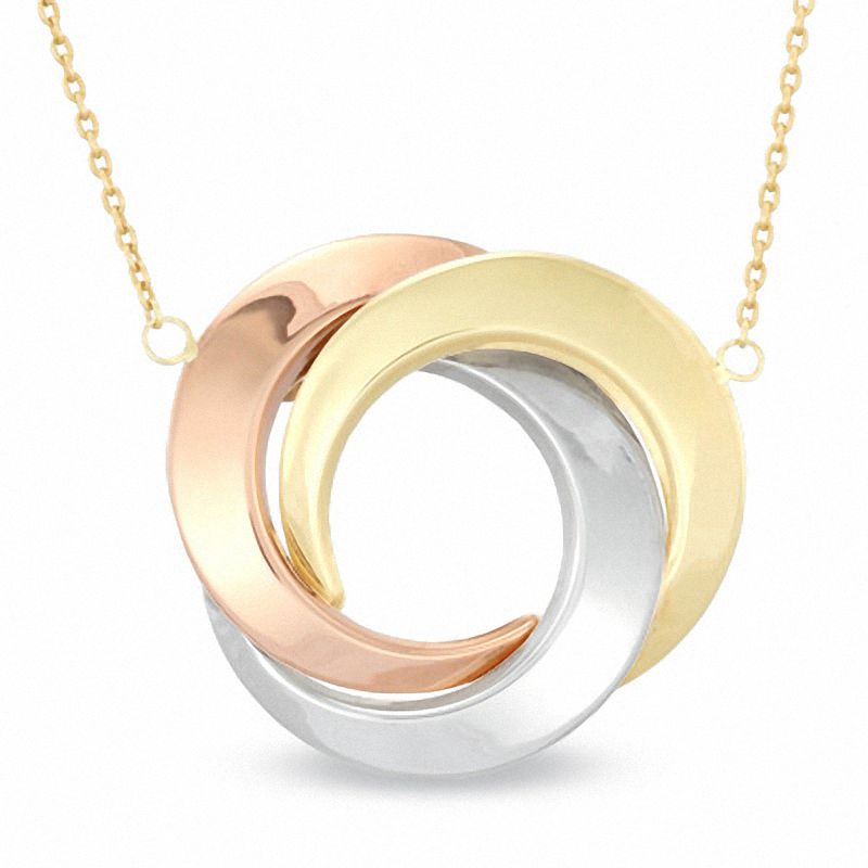 Swirl Pendant in 10K Tri-Tone Gold - 17"|Peoples Jewellers