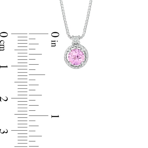 Lab-Created Pink Sapphire and Diamond Accent Pendant and Earrings Set in Sterling Silver