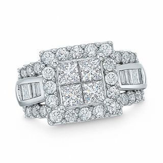 3.00 CT. T.W. Quad Princess-Cut Diamond Frame Ring in 14K White Gold ...