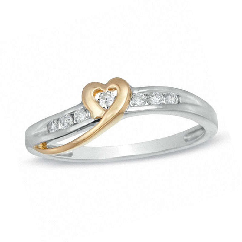 0.12 CT. T.W. Diamond Heart Ring in 10K Two-Tone Gold|Peoples Jewellers