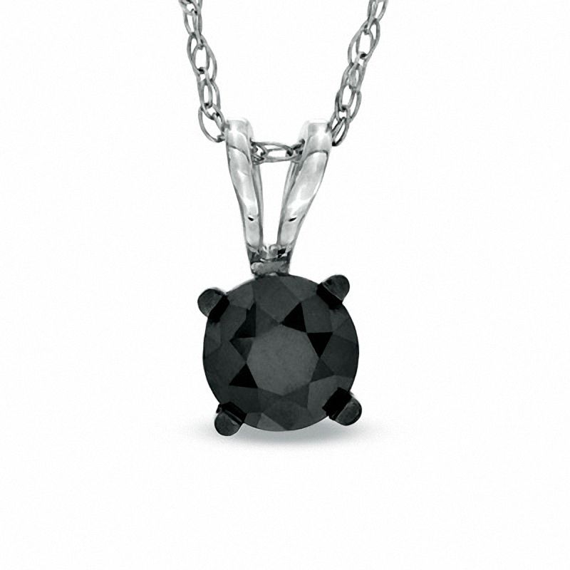 Black Mystique 0.50 CT. Black Diamond Solitaire Pendant in 10K White Gold|Peoples Jewellers