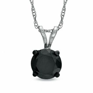 Black Mystique 1.00 CT. Black Diamond Solitaire Pendant in 10K White Gold