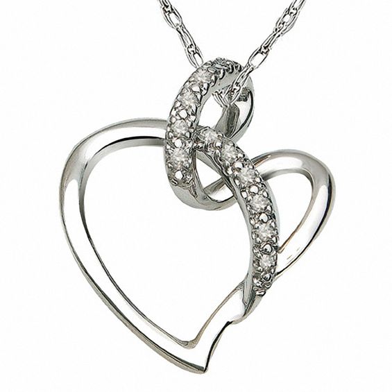 Diamond Accent Abstract Heart Pendant in Sterling Silver