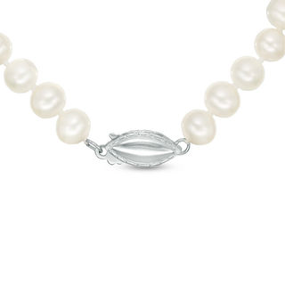 Freshwater Cultured Pearl and 0.09 CT. T.W. Diamond Necklace in Sterling Silver and 14K Gold-17"