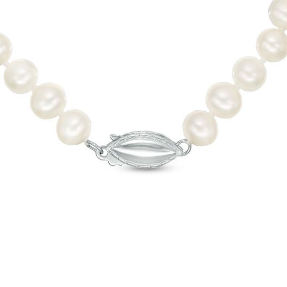 Freshwater Cultured Pearl and 0.09 CT. T.W. Diamond Necklace in Sterling Silver and 14K Gold-17"