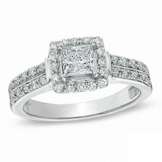 0.87 CT. T.W. Canadian Certified Princess-Cut Diamond Engagement Ring in 14K White Gold (I/I1)