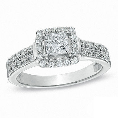 0.87 CT. T.W. Canadian Certified Princess-Cut Diamond Engagement Ring in 14K White Gold (I/I1)