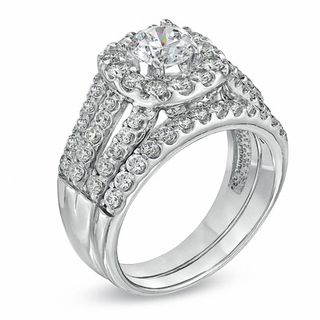 2.00 CT. T.W. Diamond Double Split Shank Bridal Set in 14K White Gold