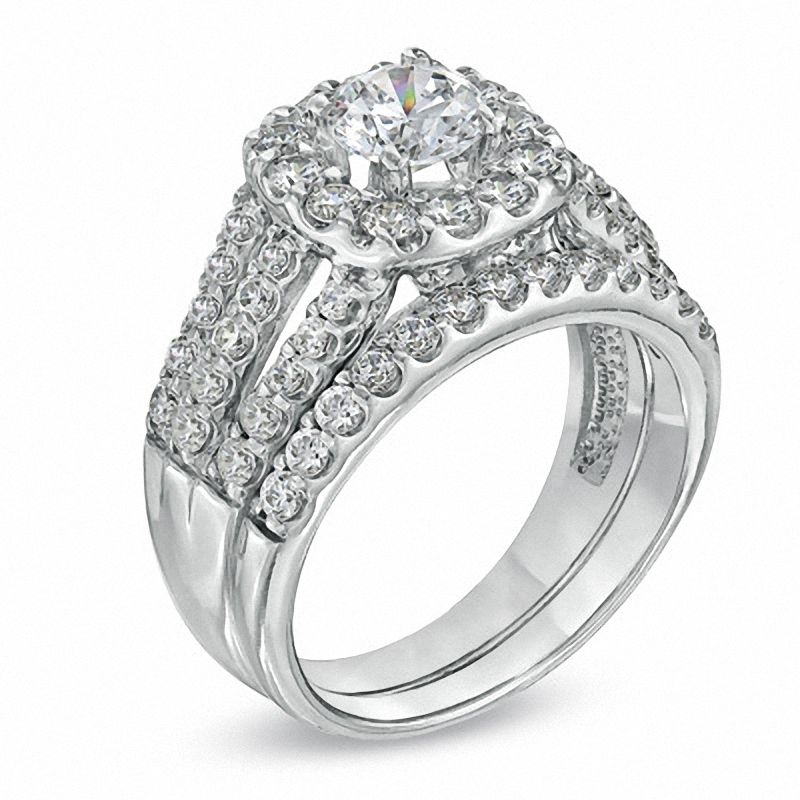 2.00 CT. T.W. Diamond Double Split Shank Bridal Set in 14K White Gold|Peoples Jewellers