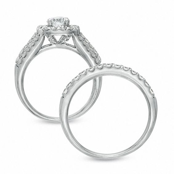 2.00 CT. T.W. Diamond Double Split Shank Bridal Set in 14K White Gold