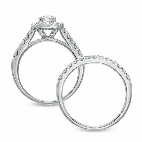 1.75 CT. T.W. Diamond Split Shank Bridal Set in 14K White Gold