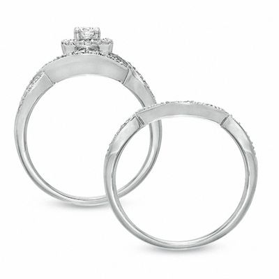 0.50 CT. T.W. Diamond Twist Frame Bridal Set in 14K White Gold