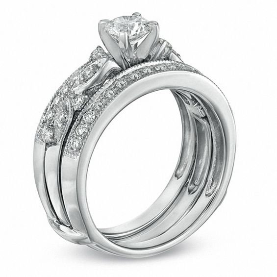 1.00 CT. T.W. Diamond Vine Bridal Set in 14K White Gold