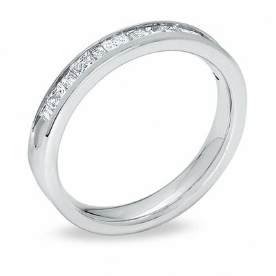 CT. T.W. Princess-Cut and Baguette Diamond Wedding Band in 14K White Gold