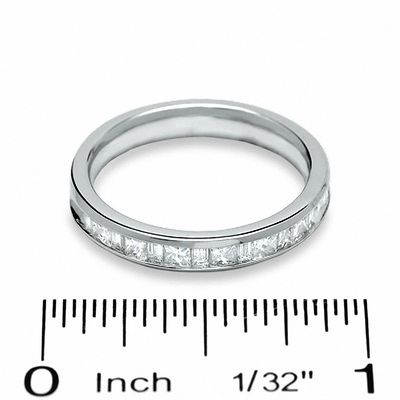 CT. T.W. Princess-Cut and Baguette Diamond Wedding Band in 14K White Gold